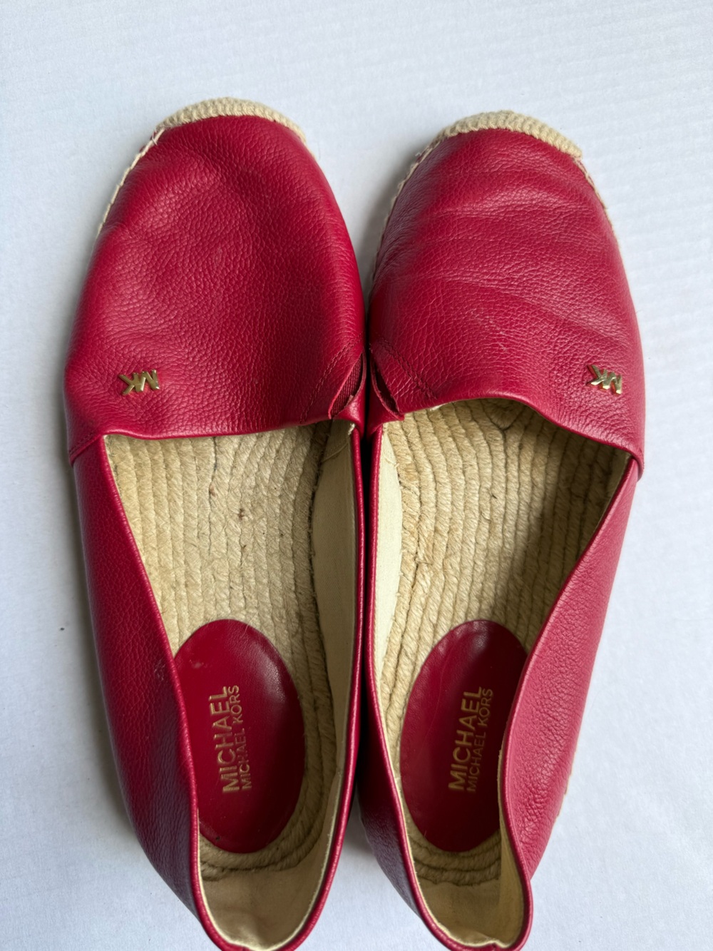Michael Kors Red Leather Espadrille Flats with MK Accent EUC W8.5 - Picture 4 of 4